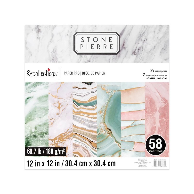 12" x 12" Stone Paper Pad by Recollections™, 58 Sheets