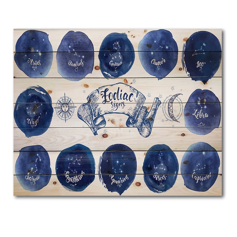 Designart - Collection of Astrology Signs On Blue