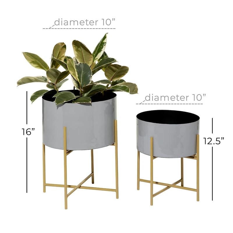 Metal Contemporary Planter with Gold Legs Set
