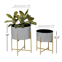 Metal Contemporary Planter with Gold Legs Set