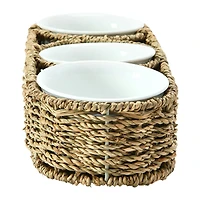 Hello Honey® Hand-Woven Seagrass Basket & Ceramic Bowls Set