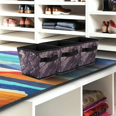 DII® Small Black Marble Trapezoid Laundry Bin Set, 3ct.