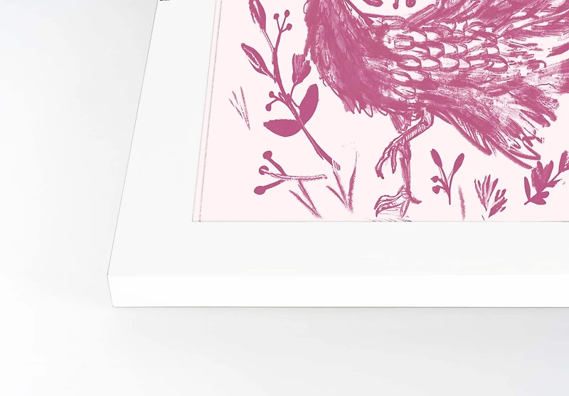 Drawn Peacock 11" x 14" White Framed Print Under Plexiglass