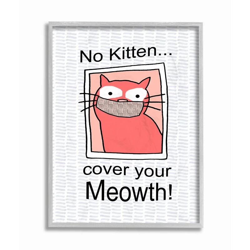 Stupell Industries No Kitten Cover Your Meowth Wall Art in Gray Frame