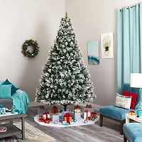 9ft. Pre-Lit Flocked Oregon Pine Artificial Christmas Tree, Clear LED Lights