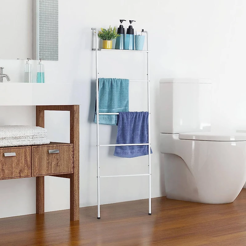 NEX™ 5-Tier White Ladder Towel & Blanket Holder Rack