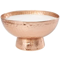 White Wax Tropical Breeze Scented Candle with Elevated Wide Hammered Copper Container
