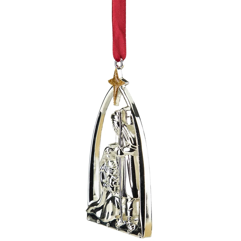 3.75" Gold & Silver Nativity Scene Ornament