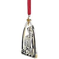 3.75" Gold & Silver Nativity Scene Ornament