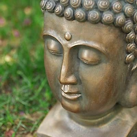 Glitzhome® 16" Faux Bronze Buddha Head Garden Statue