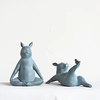 Hello Honey® 7.5" Gray Yoga Pig with Bird Decoration