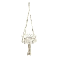 30.5" White Macrame Hanging Basket with Tassel by Ashland®