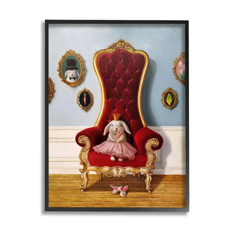 Stupell Industries Princess Rabbit Royal Heir Red Throne Funny Animal Framed Wall Art