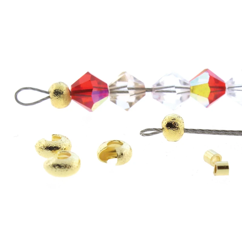 The Beadsmith® Basic Elements™ Gold-Plated Stardust Crimp Tubes & 4mm Covers