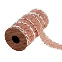 1" x 3yd. Faux Burlap Scallop Ribbon by Ashland® English Romance