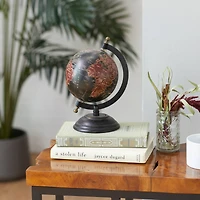 9" Rustic Black Metal, Wood & Plastic Globe