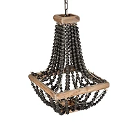 Wood & Metal Framed Chandelier with Wood Bead Draping