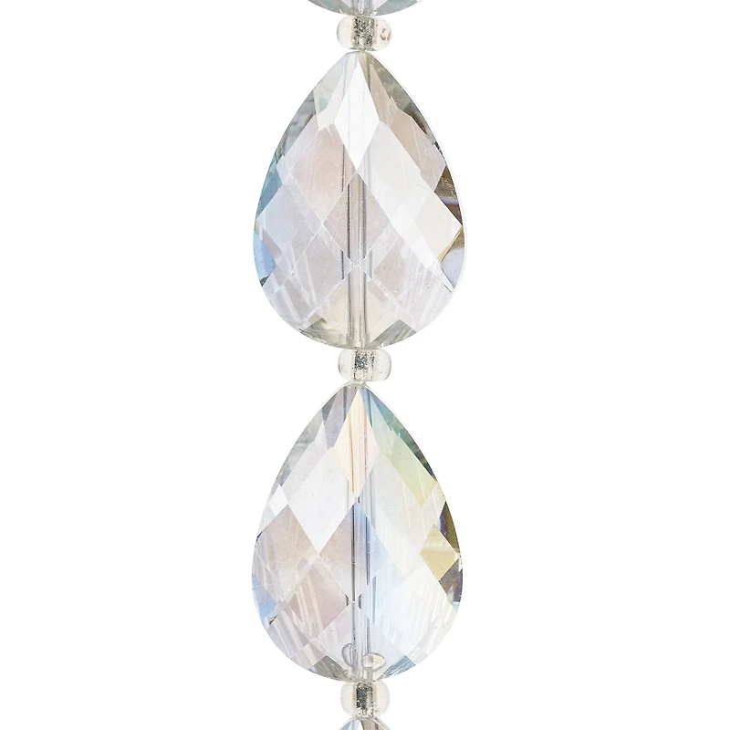 12 Pack: Crystal Glass Teardrop Beads, 25mm by Bead Landing™