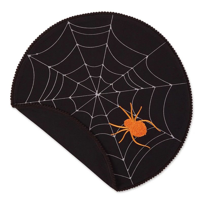 DII® Spooky Spiderweb Embellished Round Placemats, 4ct.