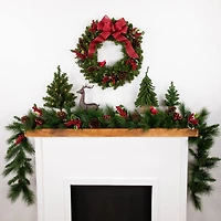 24" Pre-Lit Canadian Pine Artificial Christmas Wreath