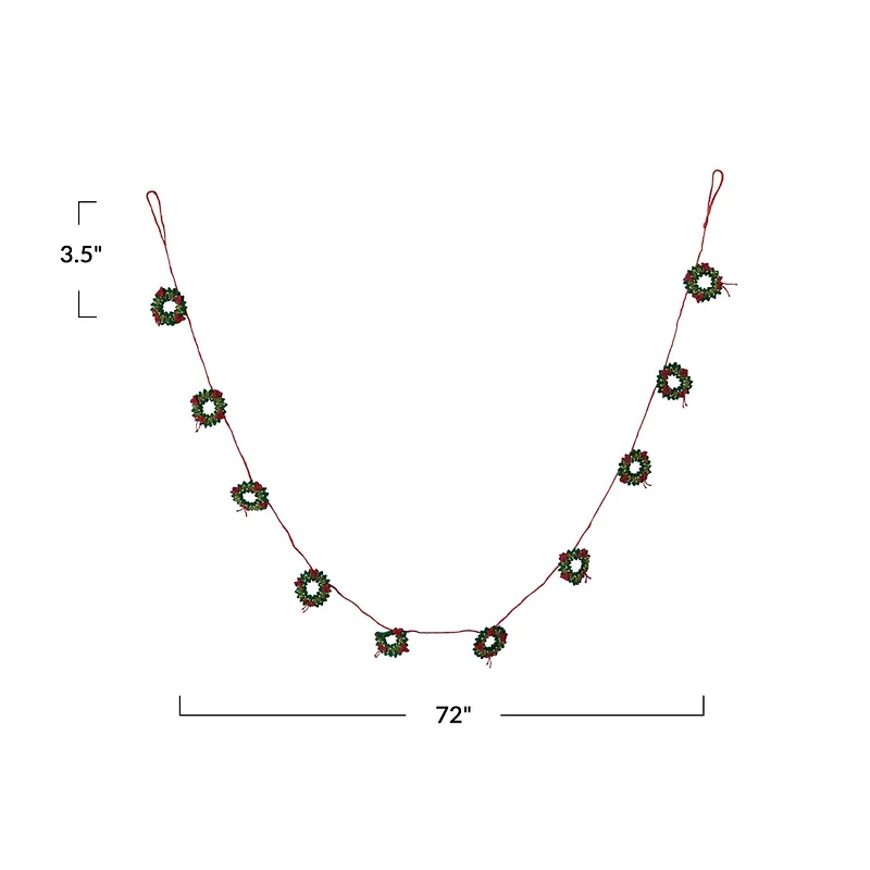 Hello Honey® 6ft. Holiday Wreaths Garland