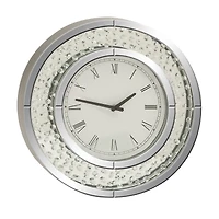 20" White Wood Glam Wall Clock