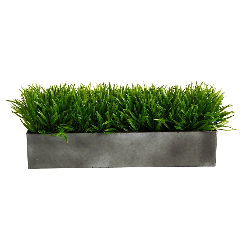 25" Wild Grass Plant in Metal Planter