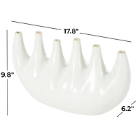 17.75" White Contemporary 6-Opening Ceramic Vase