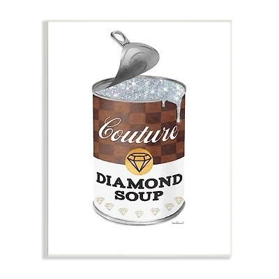 Stupell Industries Couture Fashion Pop Condensed Soup Can Brown Glam Wall Plaque