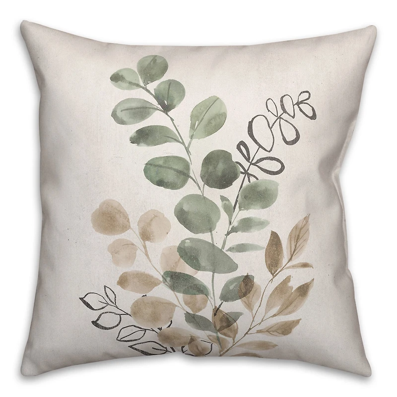 Sage Tan Leaves 18" x 18" Indoor/Outdoor Pillow