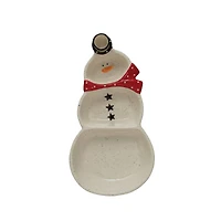 Hello Honey® 3 Section Snowman Stoneware Dish with Top Hat Toothpick Holder