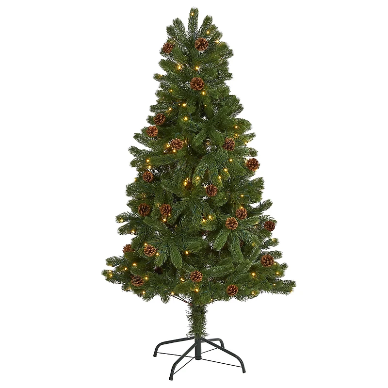 5ft. Pre-Lit Rocky Mountain Spruce Artificial Christmas Tree, Clear LED Lights