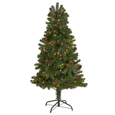 5ft. Pre-Lit Rocky Mountain Spruce Artificial Christmas Tree, Clear LED Lights