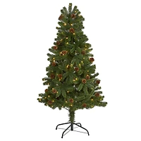 5ft. Pre-Lit Rocky Mountain Spruce Artificial Christmas Tree, Clear LED Lights