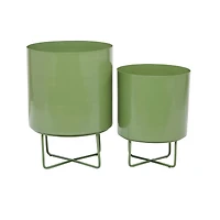 Green Modern Planter, Set of 2" 16", 13"