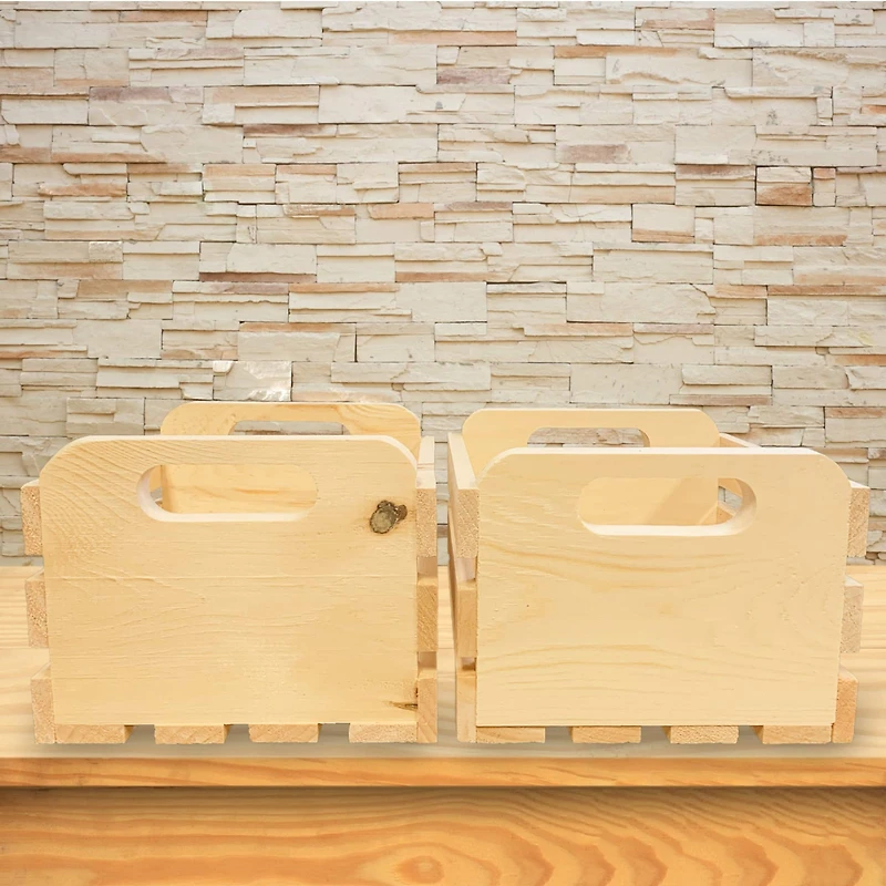 Wilson® Enterprises 8" x 7" x 5.5" Pine Handle Crates, 2ct.