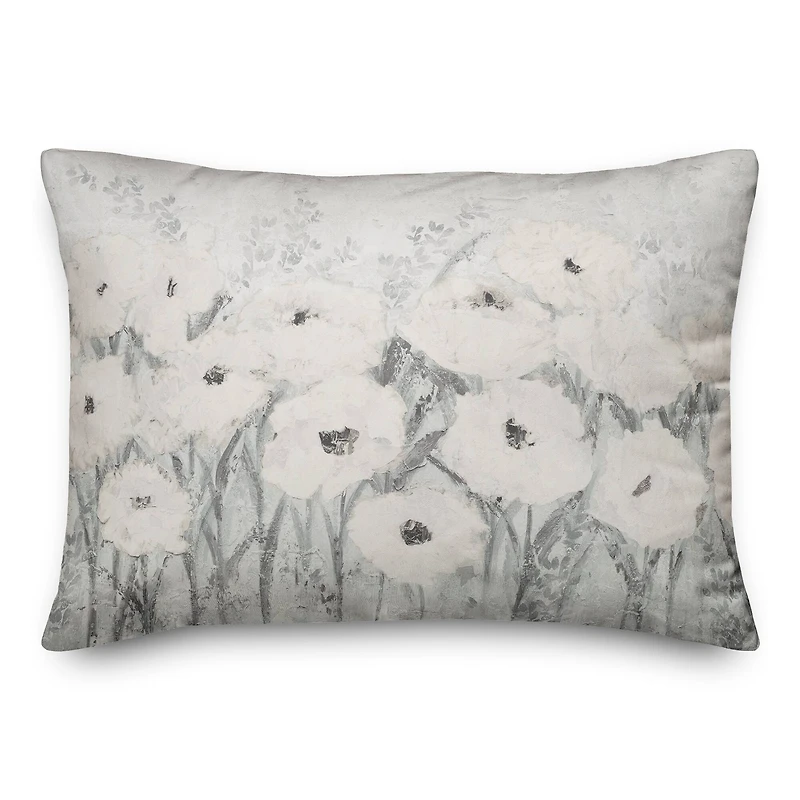 Florals In Gray 20" x 14" Throw Pillow