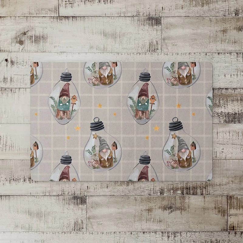 Check Gnome Globe Pattern Floor Mat