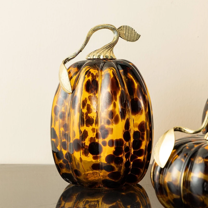 Glitzhome® Amber Dots Glass Pumpkin