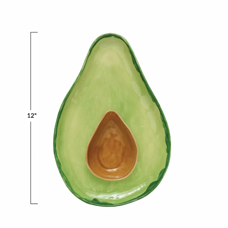 Hello Honey® 12" Stoneware Avocado Plate with Pit Bowl
