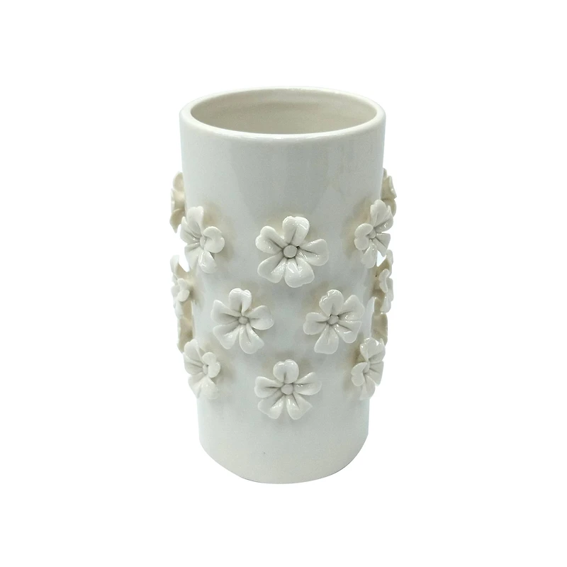 7" White Ceramic Flowers Vase by Ashland®