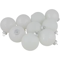 9ct. 2.5" Shiny and Matte White Glass Ball Christmas Ornaments