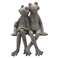17.5" Distressed Sitting Frog Couple Garden Statue