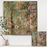 Designart - Flower Shower III - Farmhouse Print on Natural Pine Wood