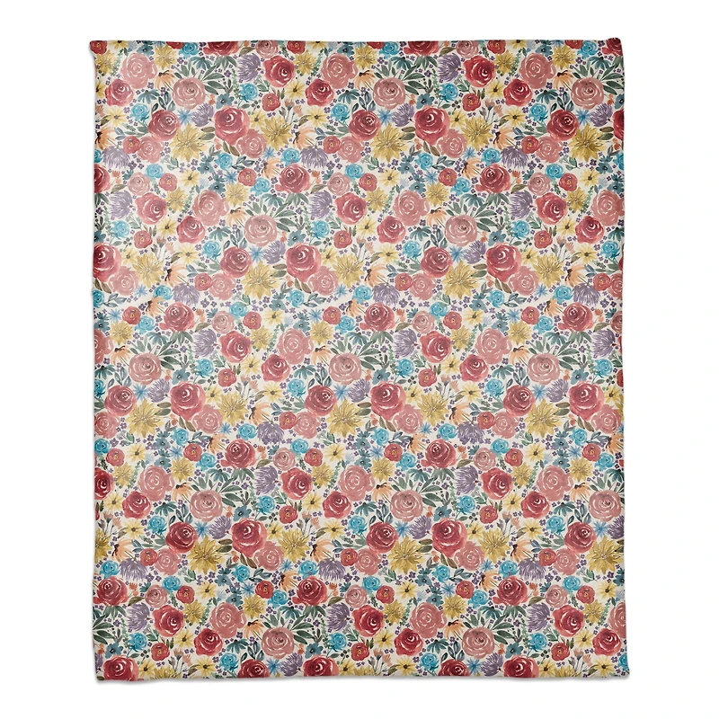 Painted Bloom Coral Fleece Blanket