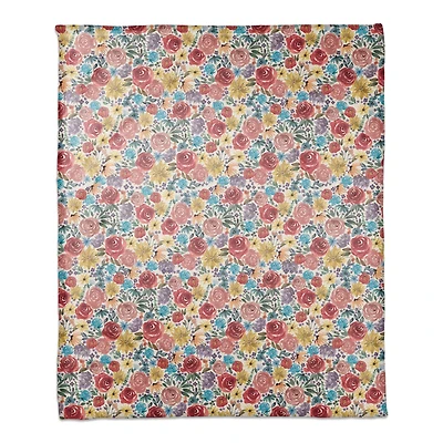 Painted Bloom Coral Fleece Blanket