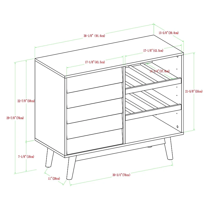 Walker Edison 36" Dark Teal Louvered Door Bar Cabinet
