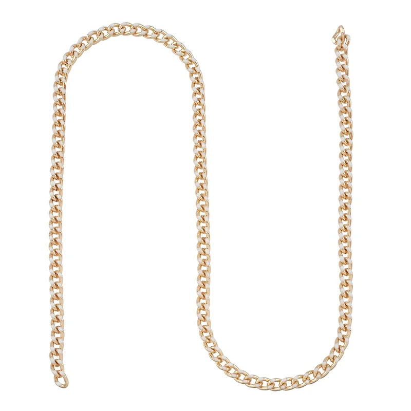 18" White & Gold Enamel Curb Chain by Bead Landing™