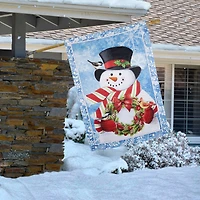 Snowman with Top Hat Outdoor Christmas House Flag - 40" x 28"