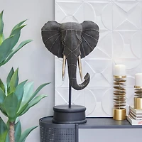 27" Black Polystone Elephant Sculpture